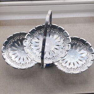 Vintage metal three tier serving dish